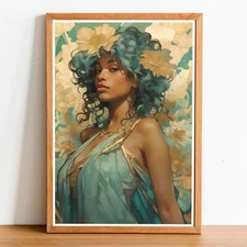 Art Nouveau African American Woman 04, Art Nouveau poster, Alphonse Mucha Style