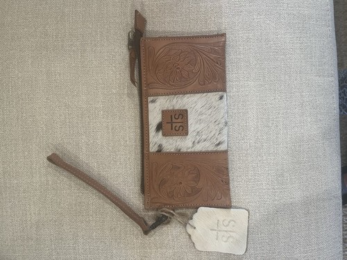 STS Ranch Wear Kacy Organizer Wallet - Hand Tooled Leather & Snakeskin, Zip Around Closure