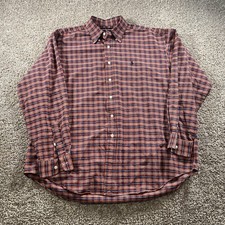 Vintage Ralph Lauren Blake Oxford Shirt Mens XL Orange Blue Plaid Long Sleeve