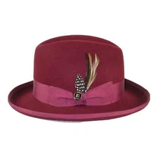 Men Bruno Capelo Dress Hat Australian Wool Homburg Godfather GF104 Burgundy