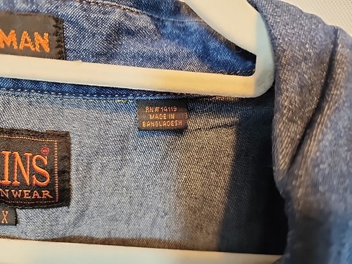 Plains Western Wear Big Man Blue Denim Shirt Long Sleeve Pearl Snap Buttons 4XL - Picture 5 of 17