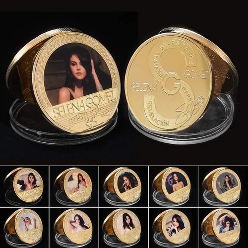 x12 Selena Gomez American Singer Actress Gold Plated Coins Set With Display Box - Picture 4 of 5