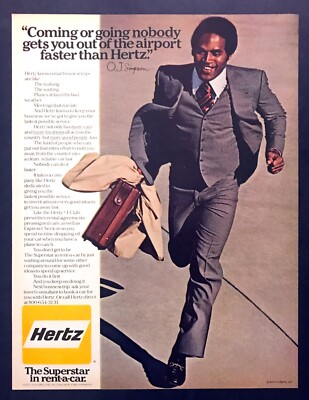 1978 OJ Simpson Running in Airport photo Hertz Rent-A-Car vintage