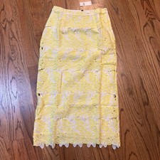 NWT Anthropologie Sunday in Brooklyn Overlay Maxi Floral Skirt yellow white S