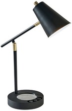 Cup Warming Black Desk Lamp with USB Port and AC Outlet