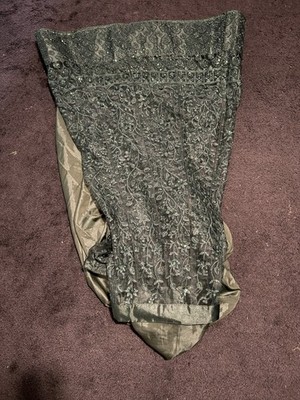 3pc Dark Green Indian Lhenga,  Blouse with Sleeve, Skirt, Dupatta. One Size Fit.