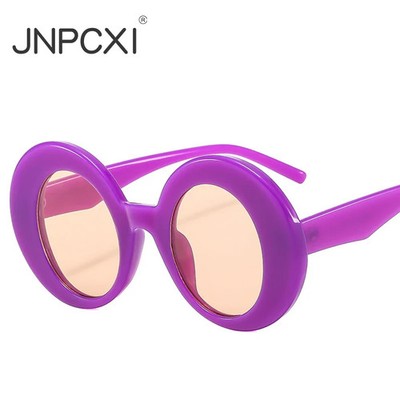JNPCXI Fashion Oversized Women Oval Orange Colorful Sunglasses Retro Gradient Pu