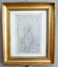 Tommaso Minardi - Dessin Saint Nicolas - époque XIXe siècle - cadre bois doré