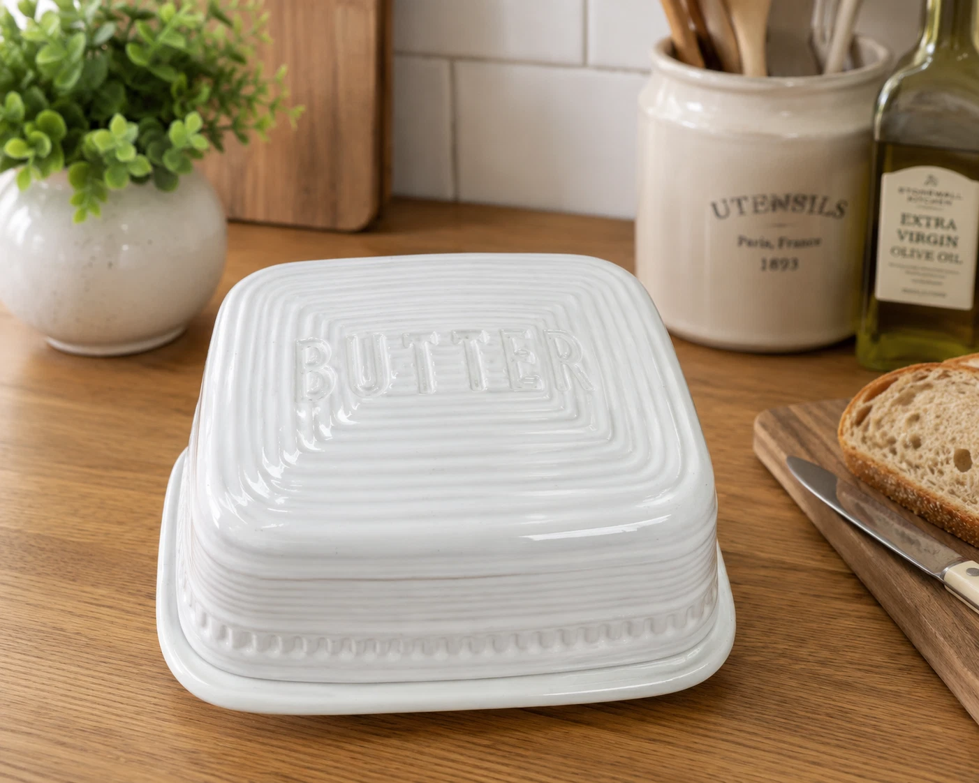 The Old Pottery Company White Ceramic Covered Butter Dish
Opens in a new window or tab