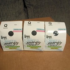 3X L'eggs Sheer Energy Medium Support Control Top Tights - Q Black 97827