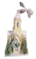 Winter Wonderland Snow Glitter Tree Decorated Church Ornament