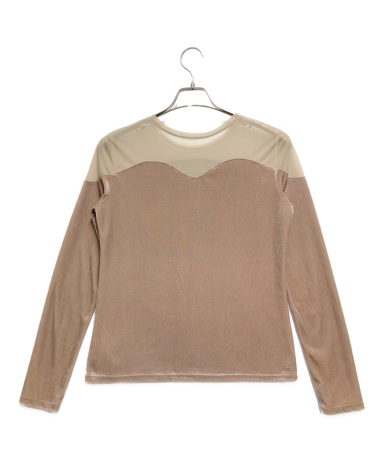Ameri See-through velour top FREE beige Ext+++ - image 3