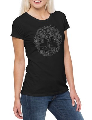 Yggdrasil VI Damen T-Shirt Arsen Celtic Irminsul Tree Loki Life Weltenbaum Thor