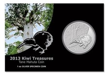 Moneda de plata 2013, Kiwi 1 dólar 1 oz muestra, original sellada.
