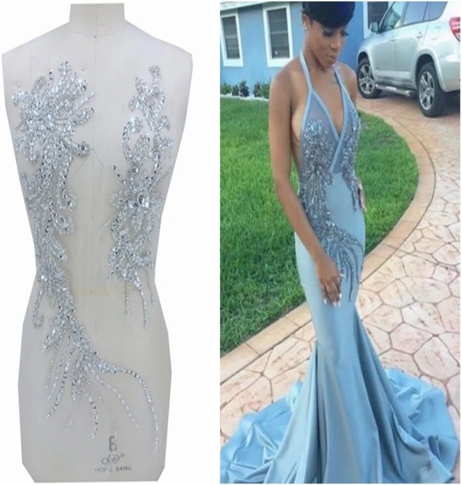 Elegant Handmade Rhinestone Crystal Applique - 60cm Flower Patch for Weddings - Image 4 of 4