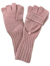 DKNY Womens Pink Angora & Lambswool Fingerless Convertible Flip Top Gloves