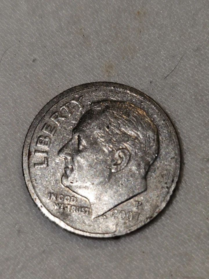 2007-P Roosevelt Dime Obverse Die Break - Image 4 of 4