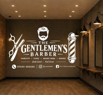 The Gentlemen's Barber Wandaufkleber Friseursalon Vinyl Aufkleber