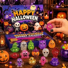 Halloween Advent Calendar 24 Days Squishy Toys Spooky Mini Figures Kids