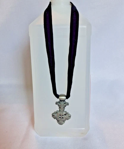 Ghost Band Pewter Grucifix "Skeleta" Black Velvet Choker Necklace with bag - product listing photo