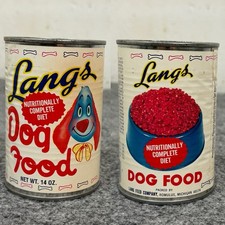 Vintage Langs Dog Food Tin Coin Bank Lang Feed Co Romulus Michigan Advertising