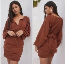 Free People The Only One Mini Dress Size Small New Desert Topaz Long Sleeve