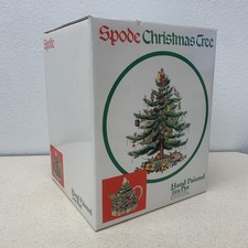 Vintage Spode Teapot Christmas Tree Santa Hand Painted Holiday Decor Box chip