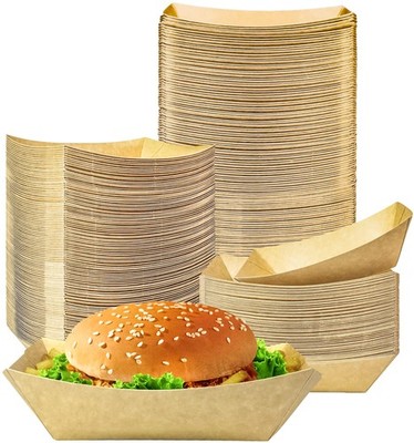 150 Pack 1 lb Food Serving Trays, Small Kraft Paper Oil-Proof Food Disposable...