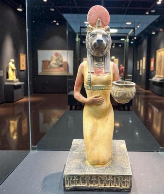 Ancient Egyptian Sekhmet Candle Holder Statue Goddess of Healing Power  Rare BC