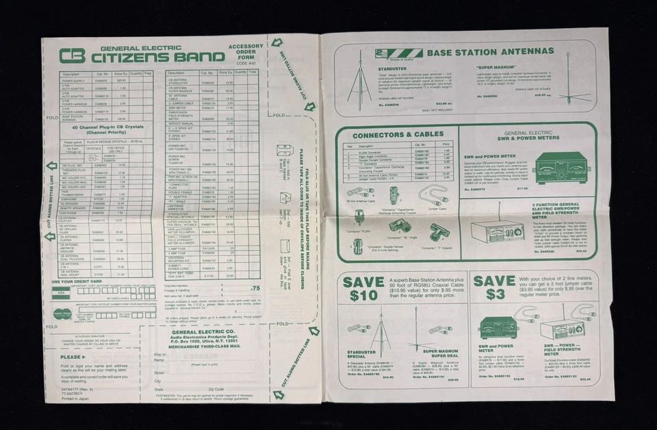 Vintage General Electric Citizens Band Accessory Order Form - Image 2 of 3