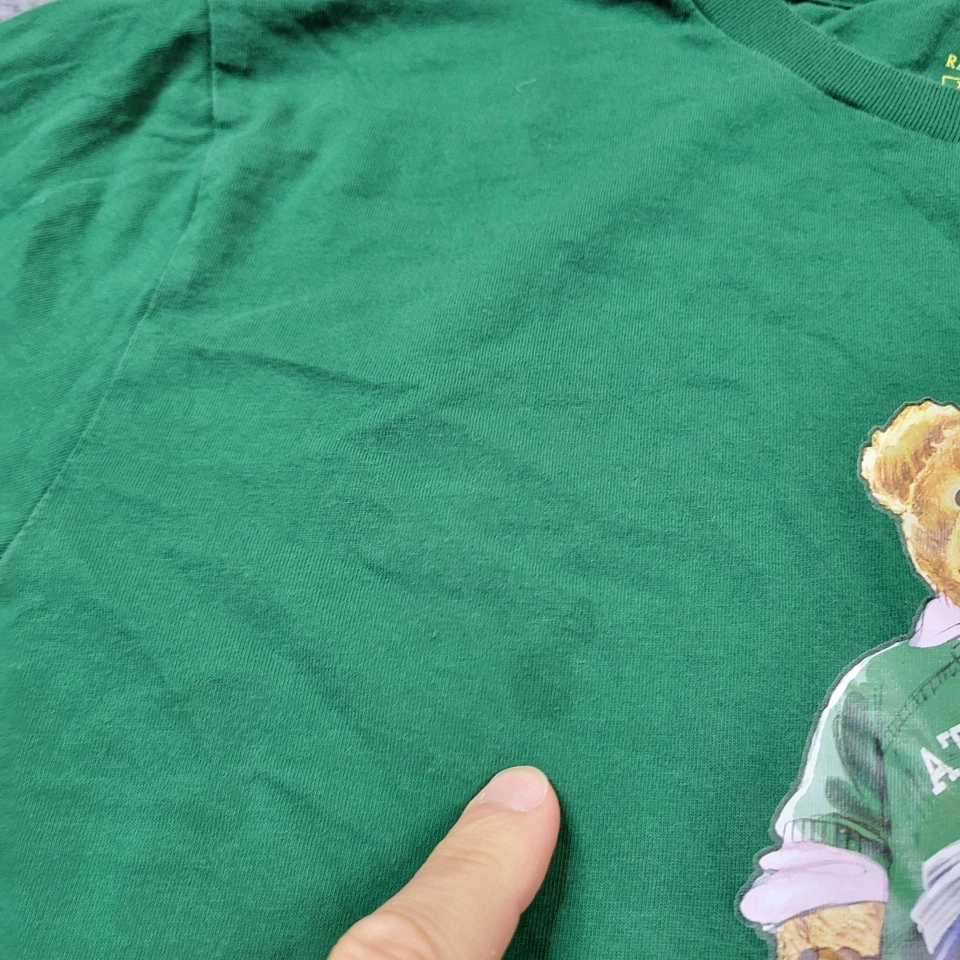 Polo Ralph Lauren Shirt Youth XL Green Long Sleeve Polo Bear Graphic Crewneck - Image 3 of 4