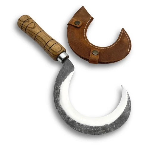 Hand-Forged Garden Sickle – Carbon Steel, Ash Handle, Gardening Essential.