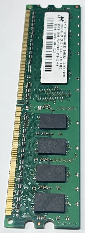 Micron 256MB DDR2 PC2-3200U CL3 400MHz 1Rx8 Desktop RAM MT8HTF3264AY-40EB3 - Image 4 of 4