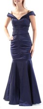 XSCAPE Womens Blue Spaghetti Strap Full-Length Evening Mermaid Dress 4