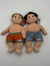 Lot Of 2 TY Beanie Kids Plush Dolls Buzz Tumbles Boys In Shorts With Tags