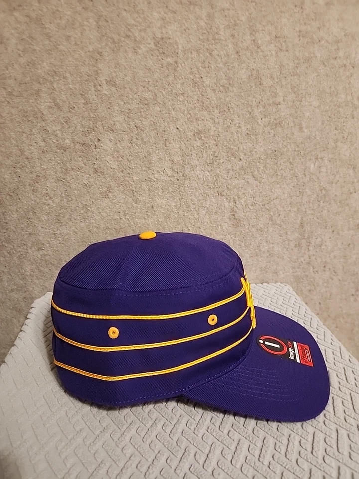 LSU Tigers Hat Purple Pillbox Retro Striped Snapback Cap OSFM Image One new tags - Image 4 of 4