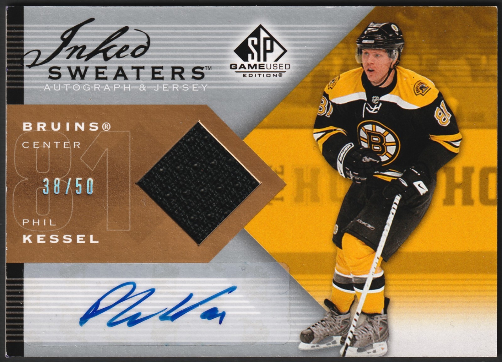 Phil Kessel 2007-08 SP Game Used Inked Sweaters Jersey Auto /50 #IS-PK Bruins 🔥