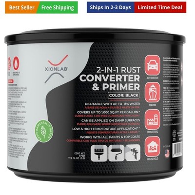 2-in-1 Rust Converter & Metal Primer, Black Rust Inhibitor Paint for Metal, A...