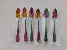 NEW 8 Piece Rainbow Grapefruit Spoons, Stainless Steel Grapefruit Spoon