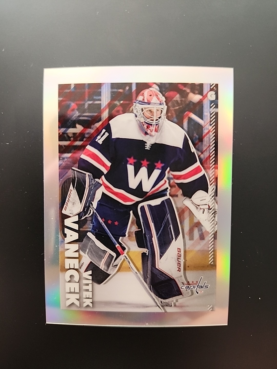 2022-23 Topps Chrome Sticker NHL Refractor /99 #526 Vitek Vanecek Wash Capitals