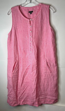 Talbots Women Size 10P Petite Pink Sheath Dress Pocket Pleated Preppy Sleeveless