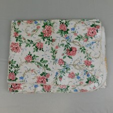 90s Floral Print Pink Roses Flannel Back Viny...