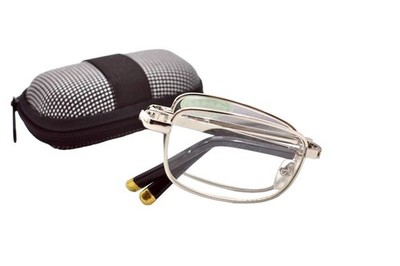 Z006 klappbarer silberner Rahmen kompakte Lesebrille Etui & Tuch +1,0 bis +4,0