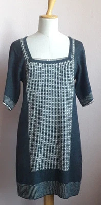 LIU JO KLEID GR. IT 44 DE 36/38, STRICK,  GRAU, VISCOSE/WOLLE,KURZARM, KARREE  - Bild 1 von 4