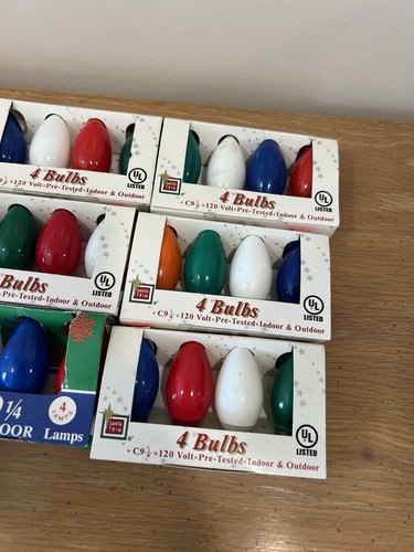9 neue Vintage C9 1/4 verglaste Weihnachtslichterkette Ersatzbirnen 9 Watt - Bild 5 von 7