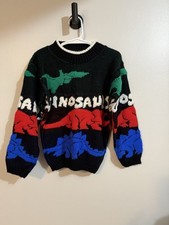 Vintage Hot Cashews Dinosaurs Colorful Sweater Size 4-5 Acrylic Made in USA