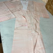 Pink Silk Nagajuban Kimono Underwear Wave Pattern Japanese Traditional Wear