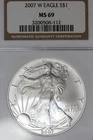2007 W NGC MS69 AMERICAN SILVER EAGLE #B51913
