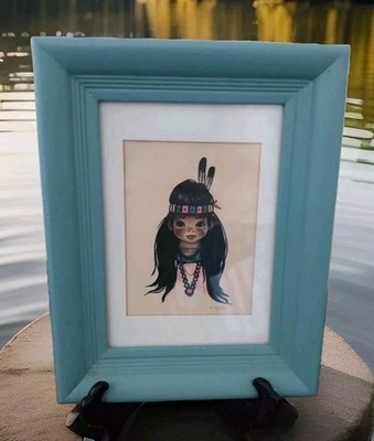 Gerda Christoffersen Framed Matted Silk Screen Art Print Signed Native Girl 