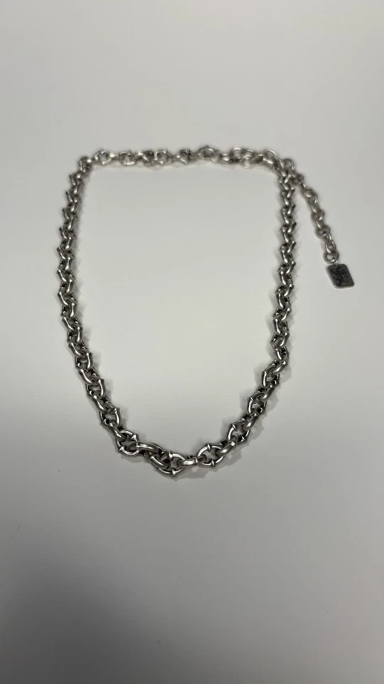 Heavy Sterling Silver Designer Cable Link Chain with Spikes & Extension - Image 3 of 4